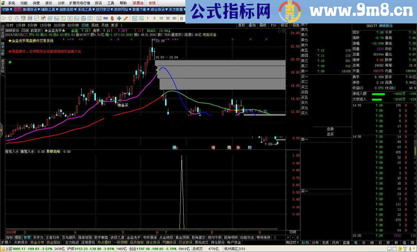 通达信猪笼入水副图公式