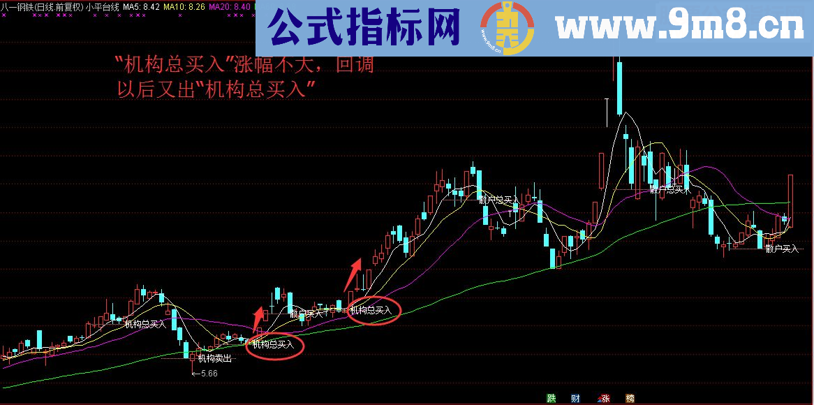 小平台线，显示机构交易数据（指标 通达信 主图 源码 贴图 说明）没有未来函数