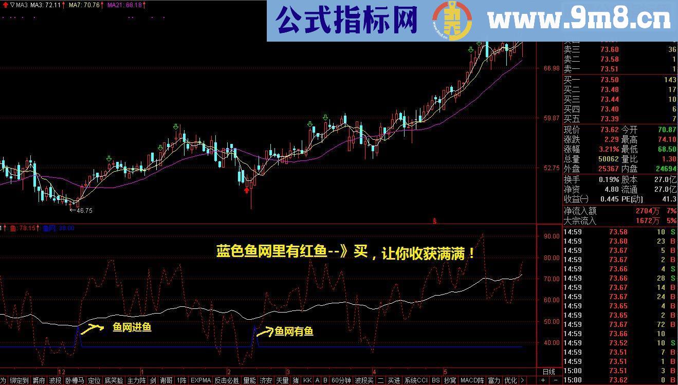 通达信鱼网兜鱼（指标 副图）无未来 无密码