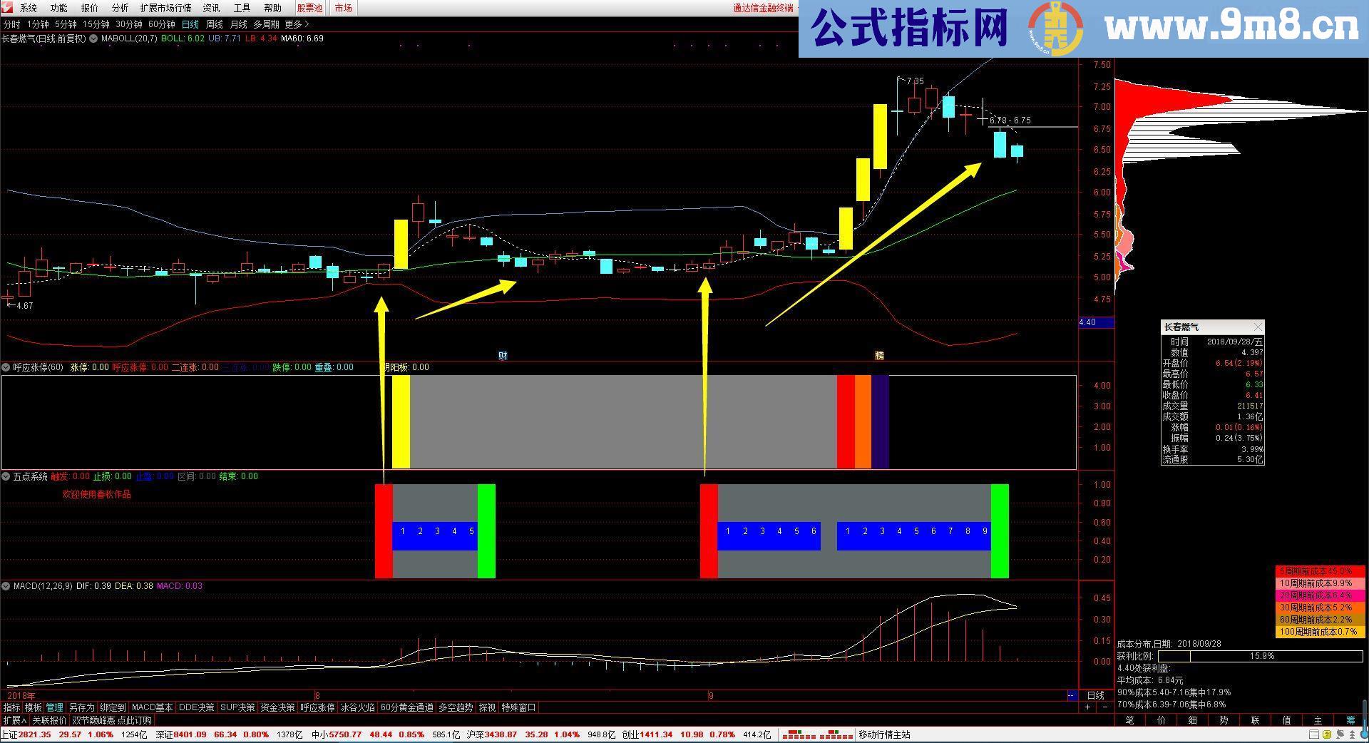 通达信《五点系统》非完全加密 副图/选股贴图