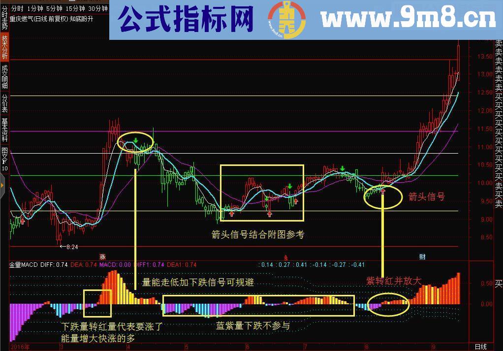 通达信知底盼升+金量MACD主图+附图指标 贴图