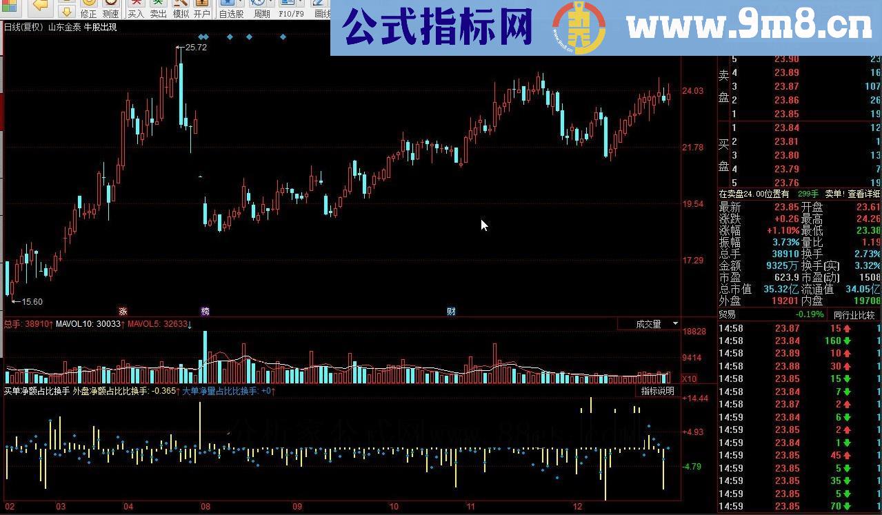 通达信买单净额占比换手源码副图