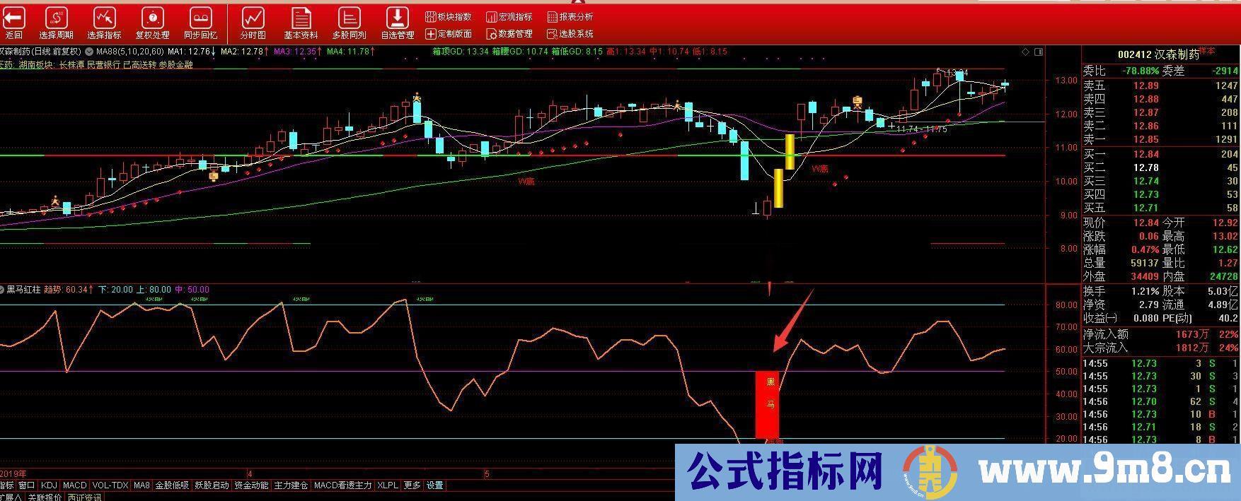 通达信黑马红柱抄底指标（源码、副图/选股贴图）无未来函数