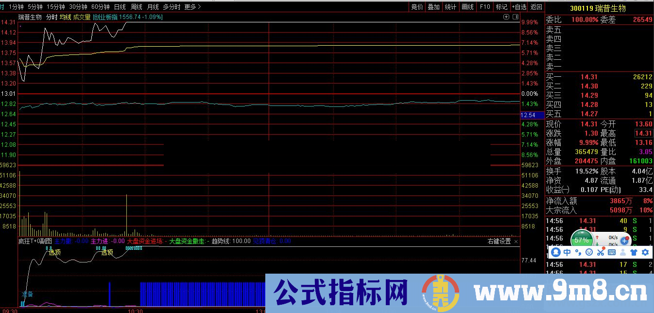 通达信疯狂T+0（指标分时副图贴图）