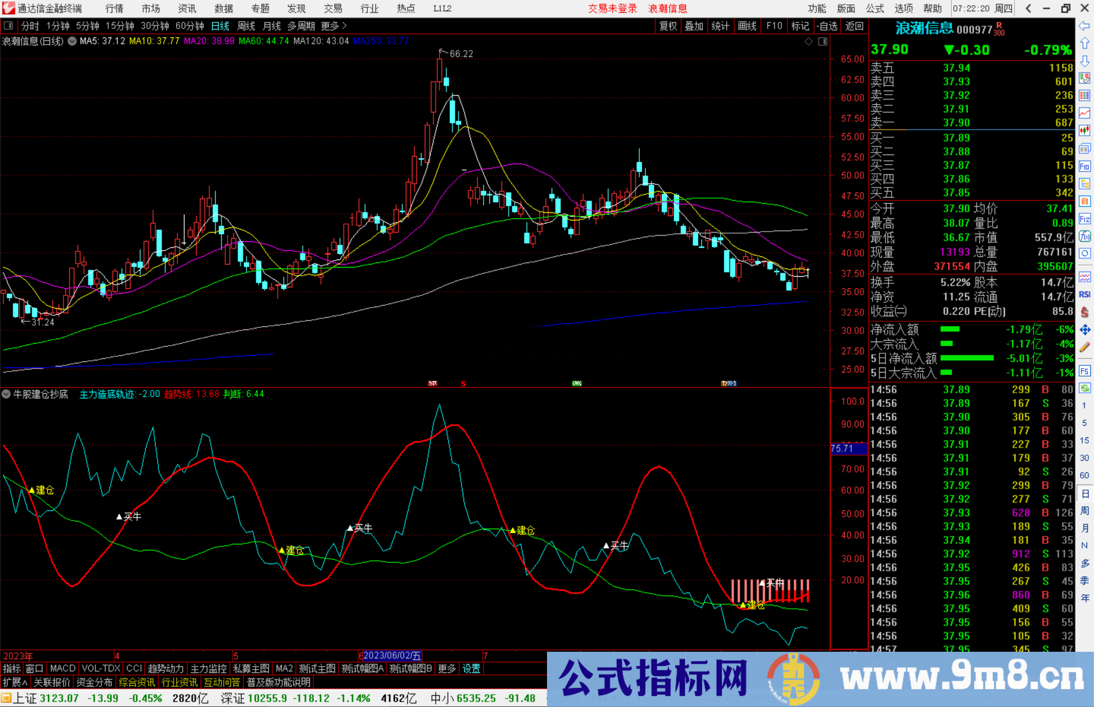 通达信牛股建仓抄底公式副图源码