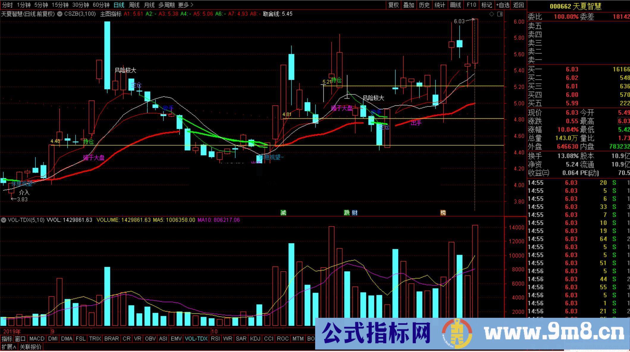 通达信高抛低吸买卖风险提示主图指标 源码 贴图