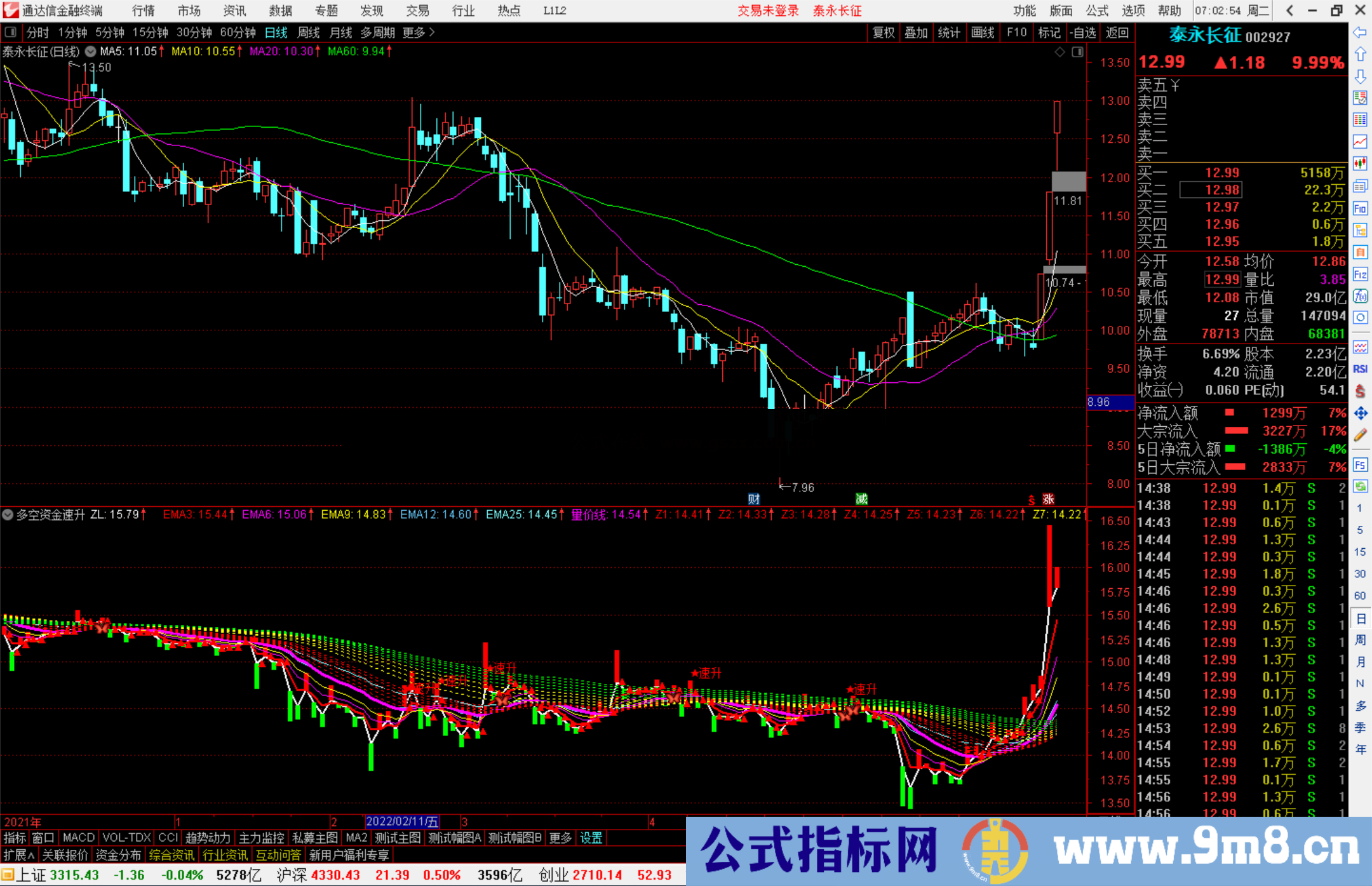 通达信多空资金速升指标公式源码副图