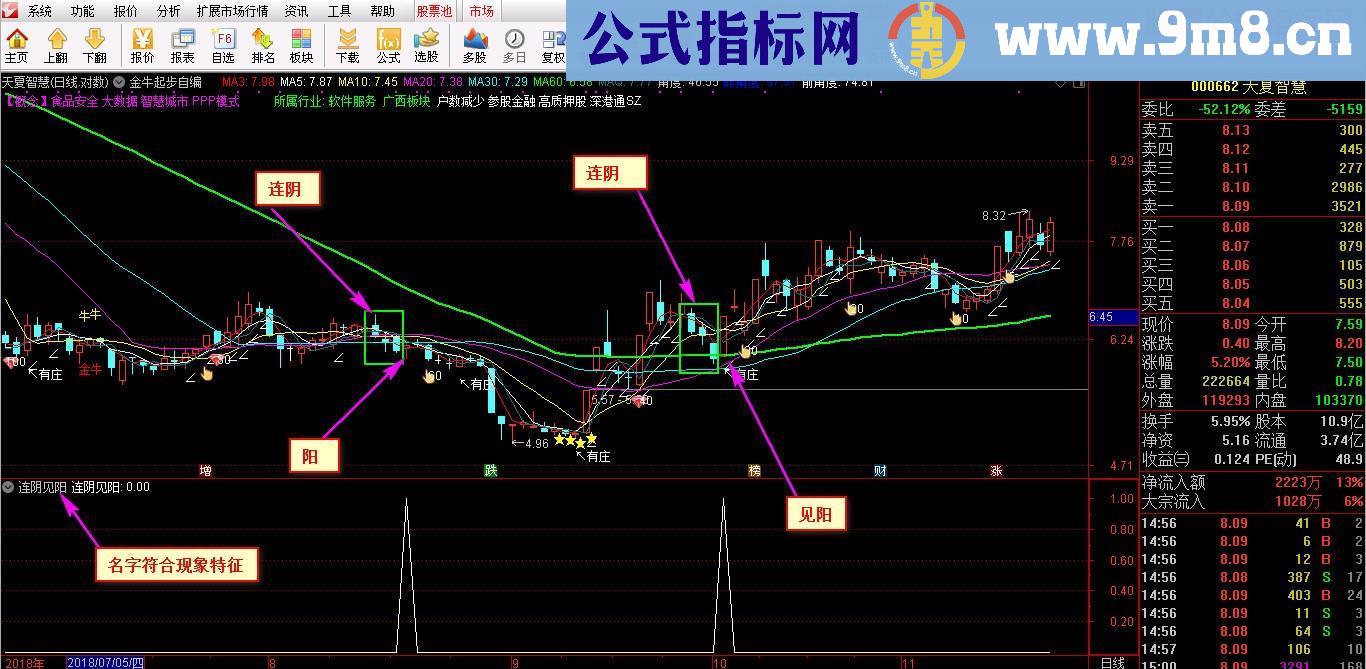 通达信连阴见阳指标副图贴图不加密一个编写小技巧供大家参考