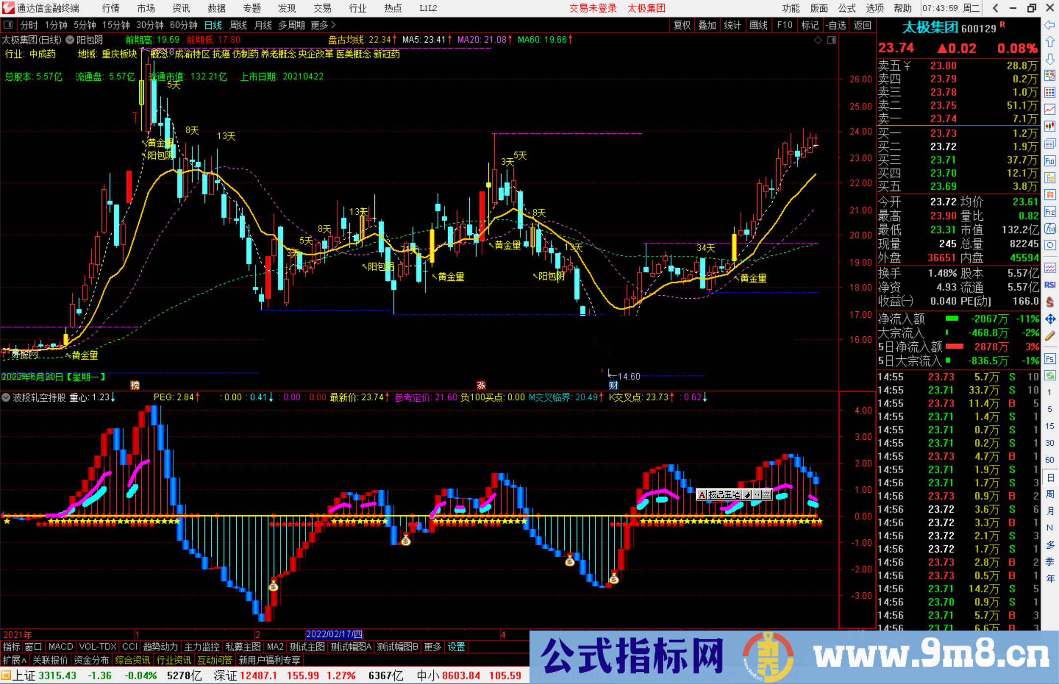 通达信波段轧空持股副图指标公式源码副图