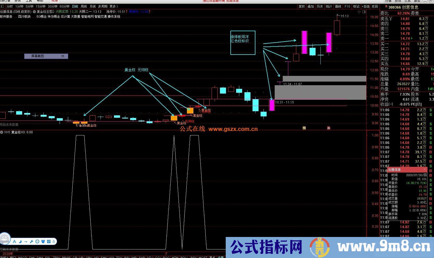 通达信黄金元帅柱主图指标 源码 