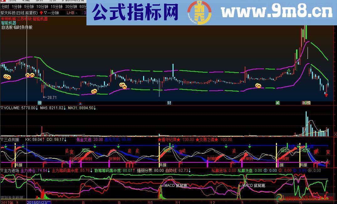 通达信主力进场（指标副图贴图）据说私募也用