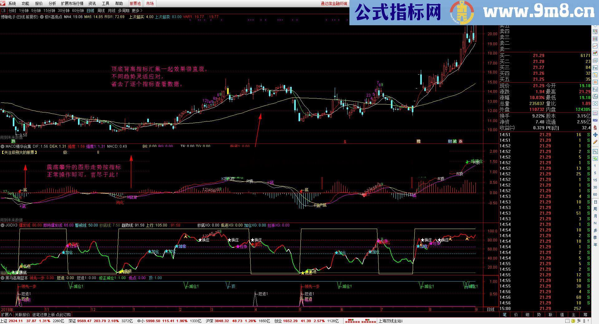 指标背离精华合集（源码 /副图/ 通达信）有未来（九转序列）