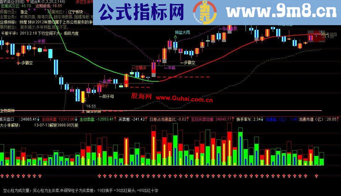 通达信自用的真实盘口成交量副图公式