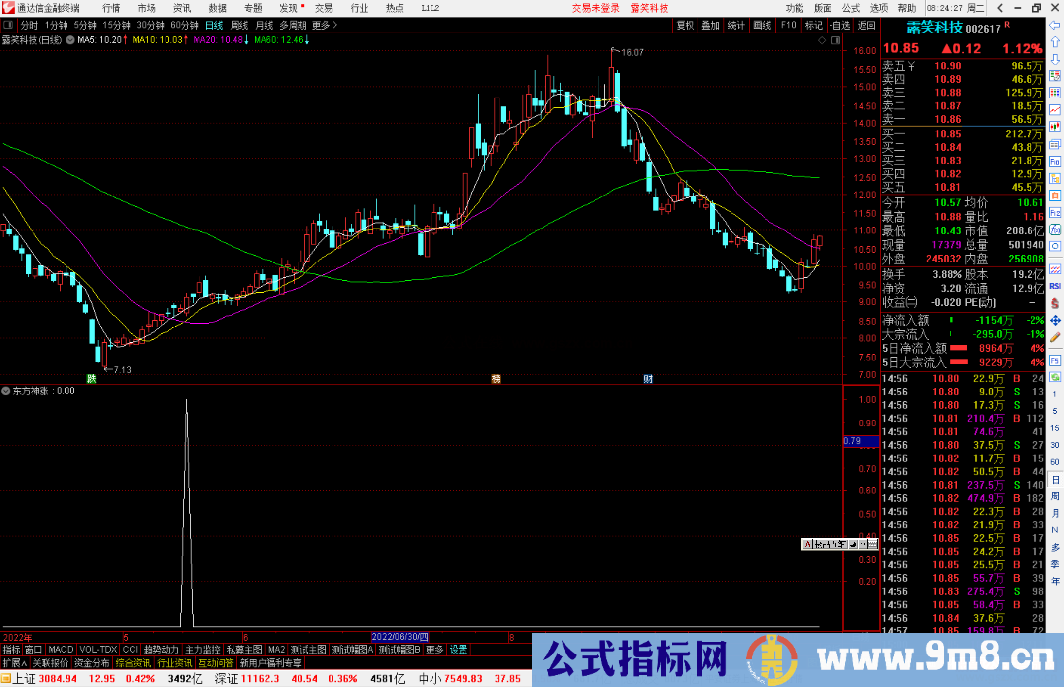 通达信东方神涨副图/选股公式源码