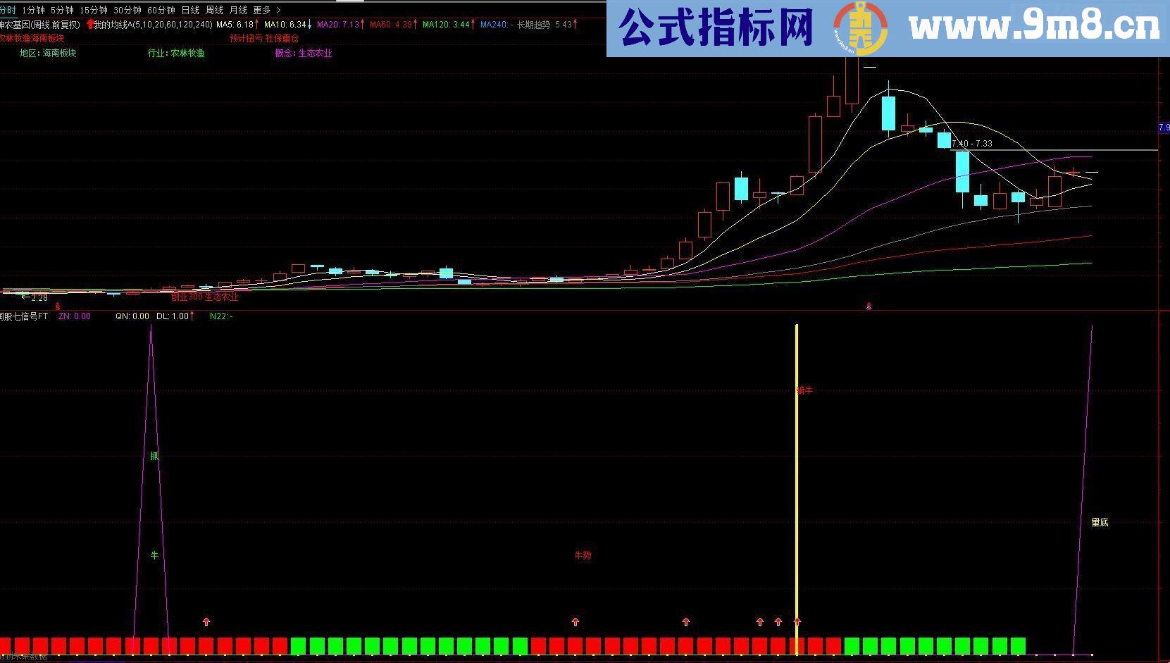 淘股七信号副图+选股