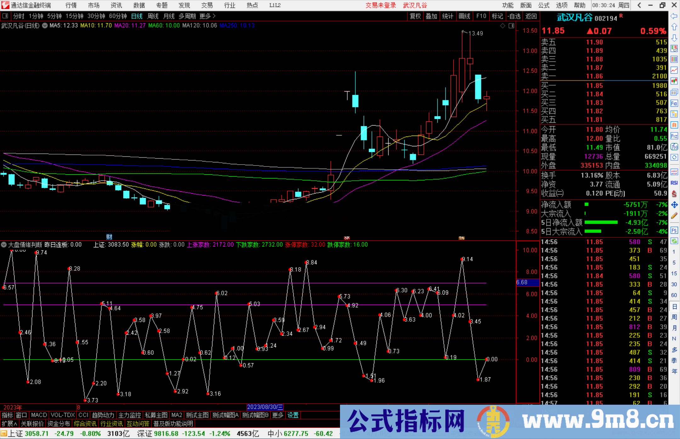 通达信大盘情绪判断指标公式源码副图