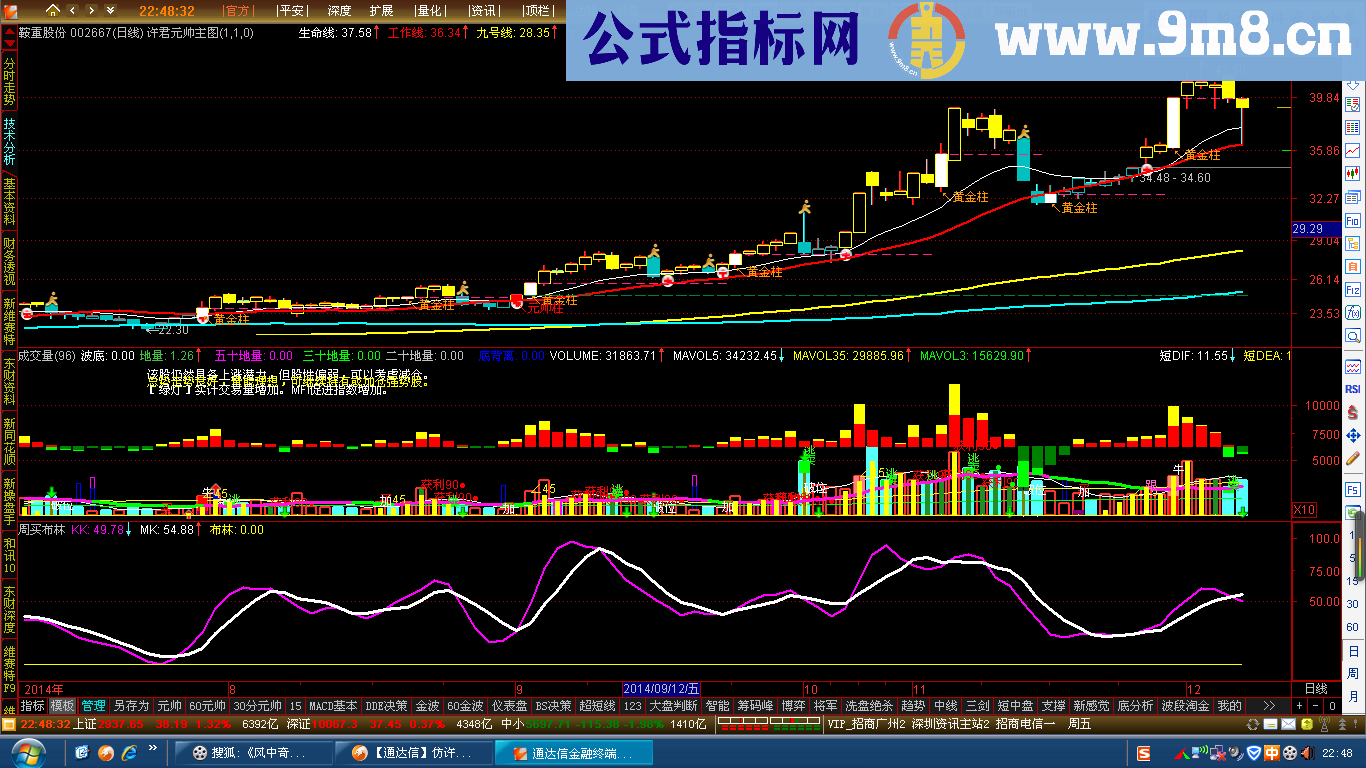 生命线、工作线、九号线主图公式 选股公式