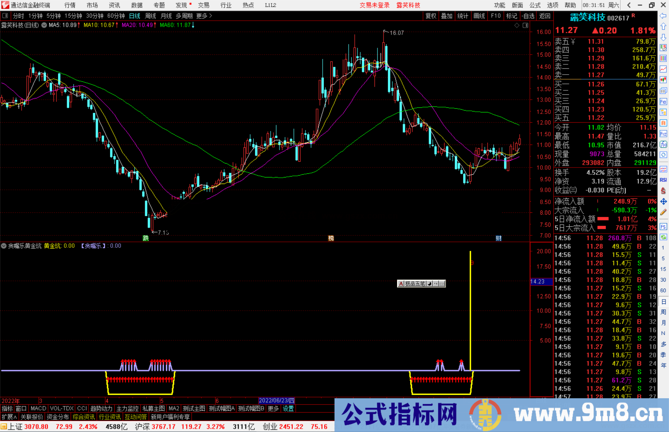 通达信贪嘴乐黄金坑指标公式