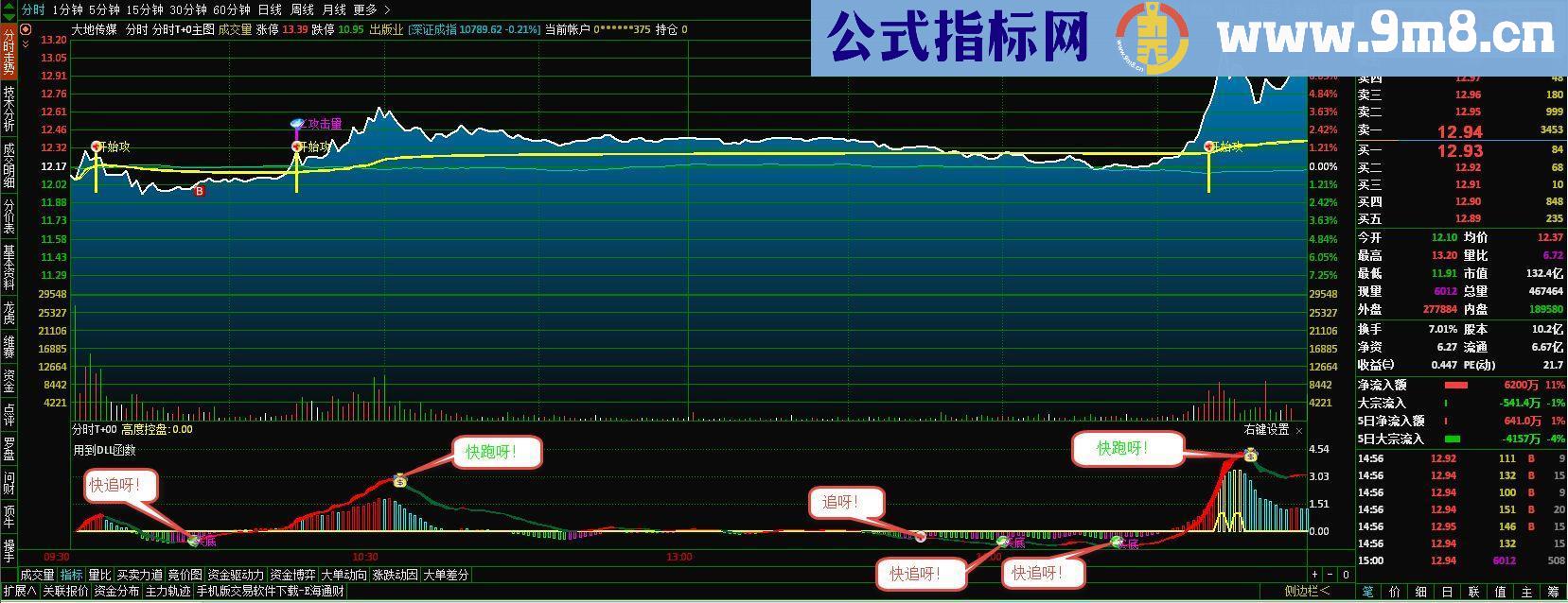 通达信可以发声的分时指标分时副图贴图