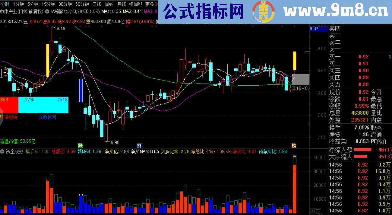 通达信资金现形指标副图贴图