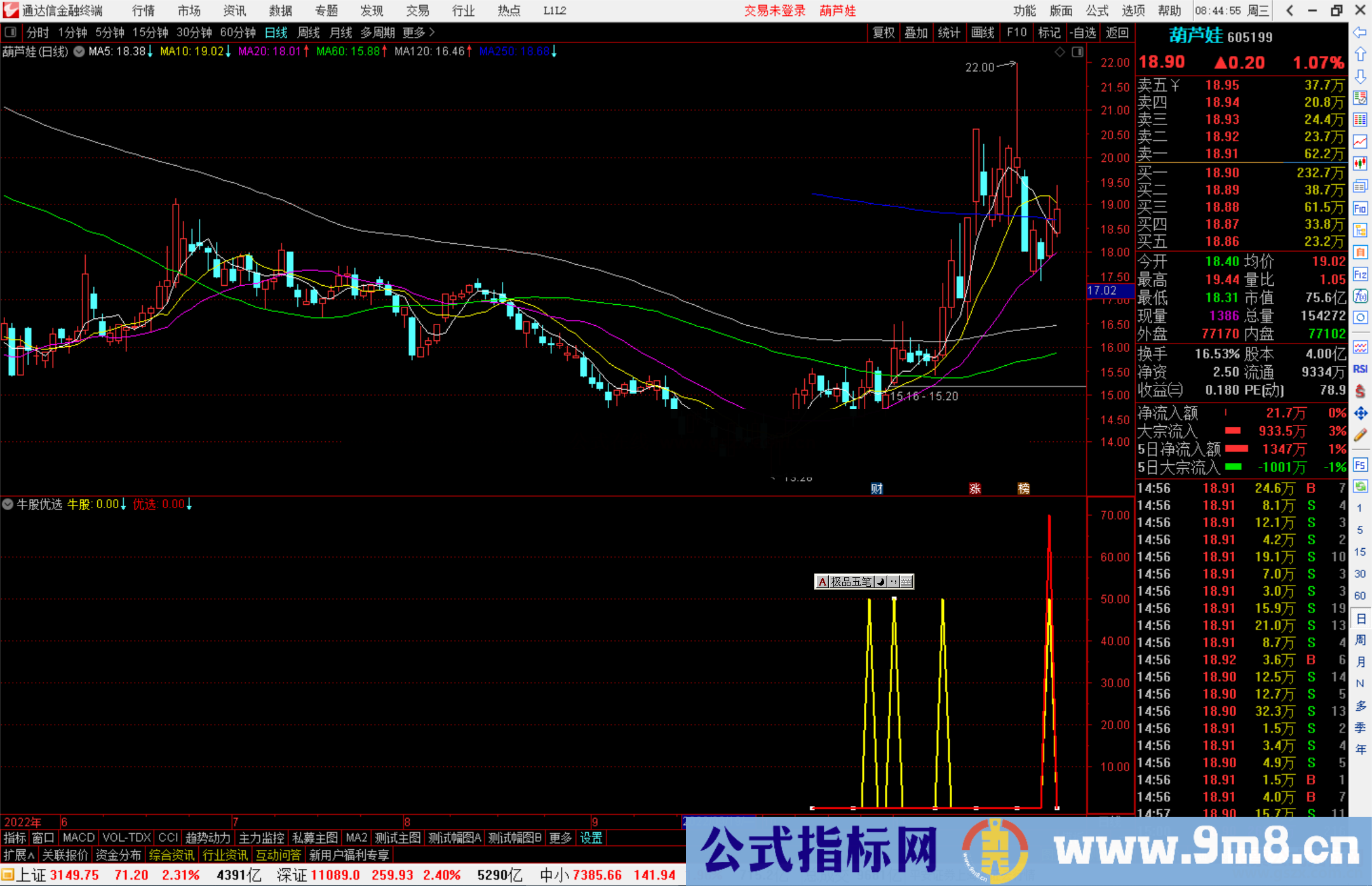 通达信牛股优选，这是一个追涨的指标公式副图