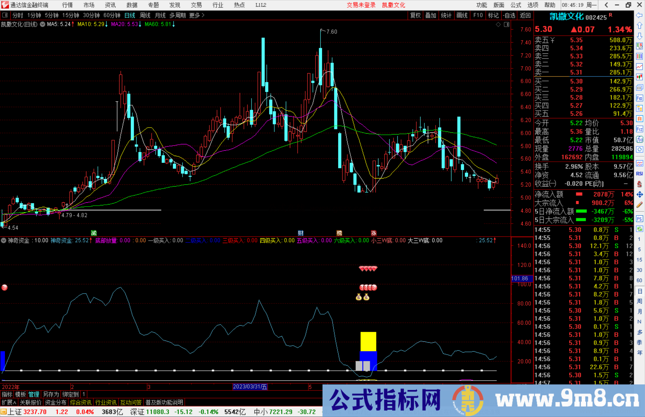 通达信神奇资金指标公式源码副图