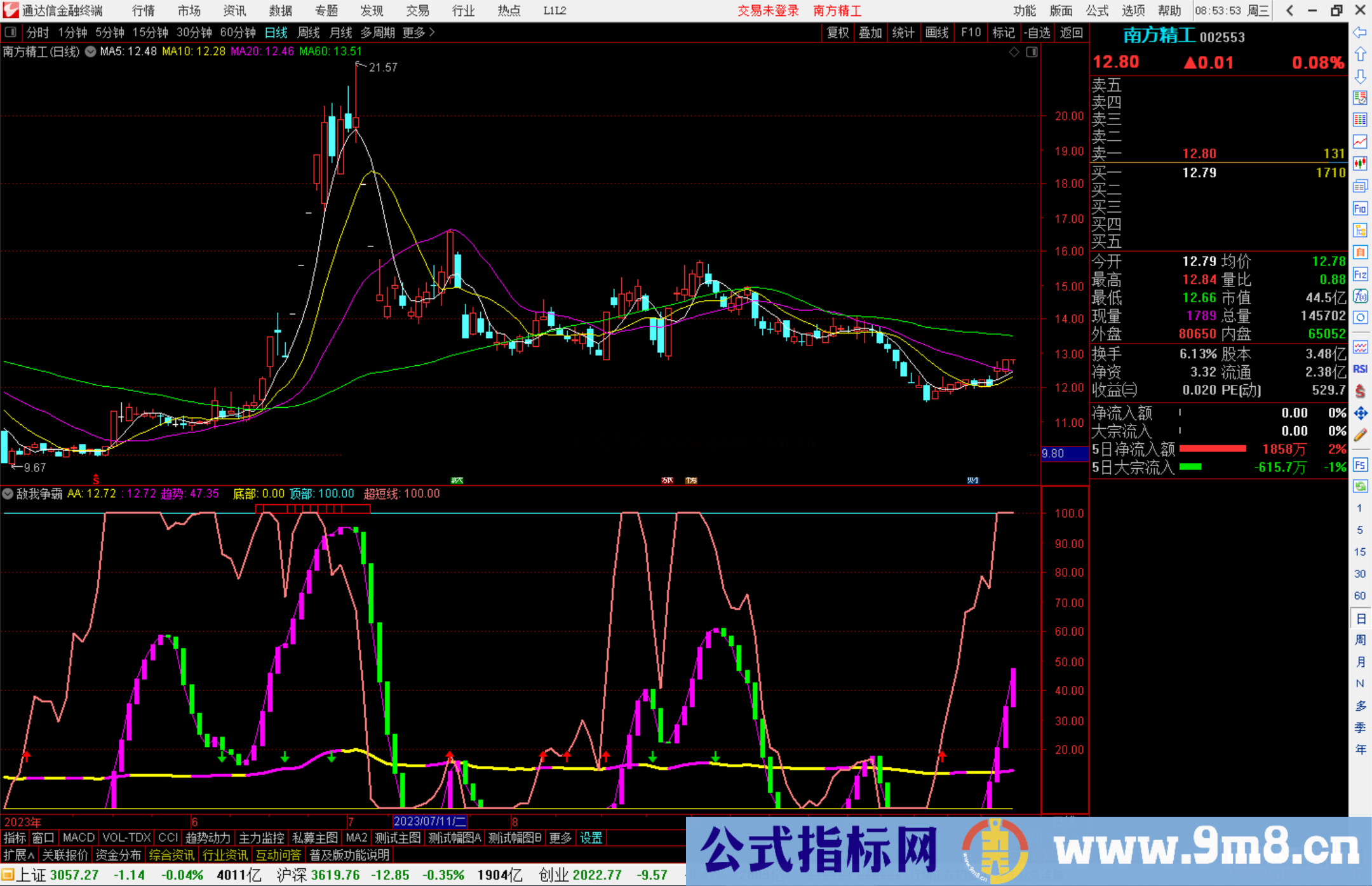 通达信敌我争霸公式副图源码 有选股