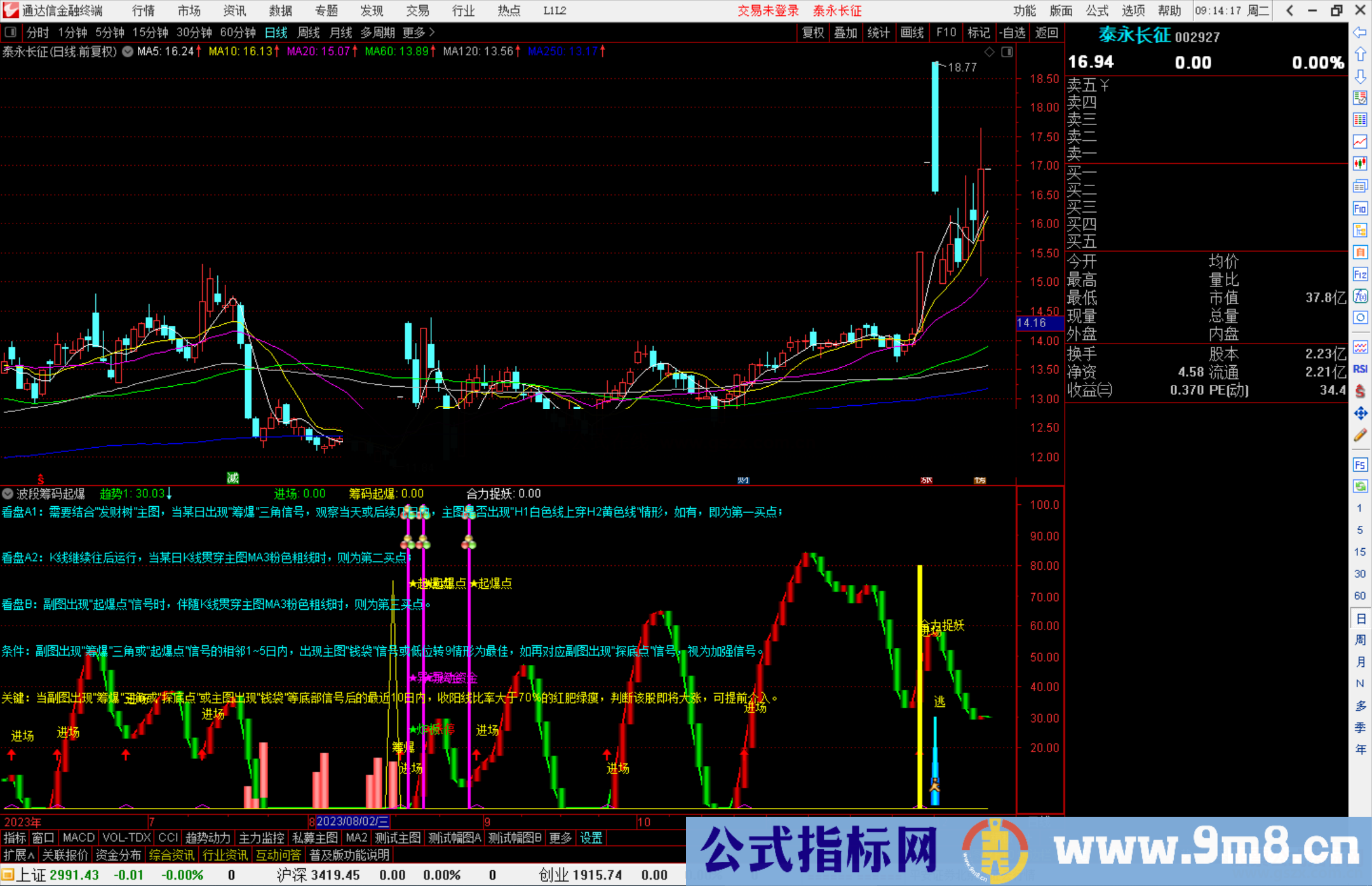 通达信波段筹码起爆指标公式源码副图