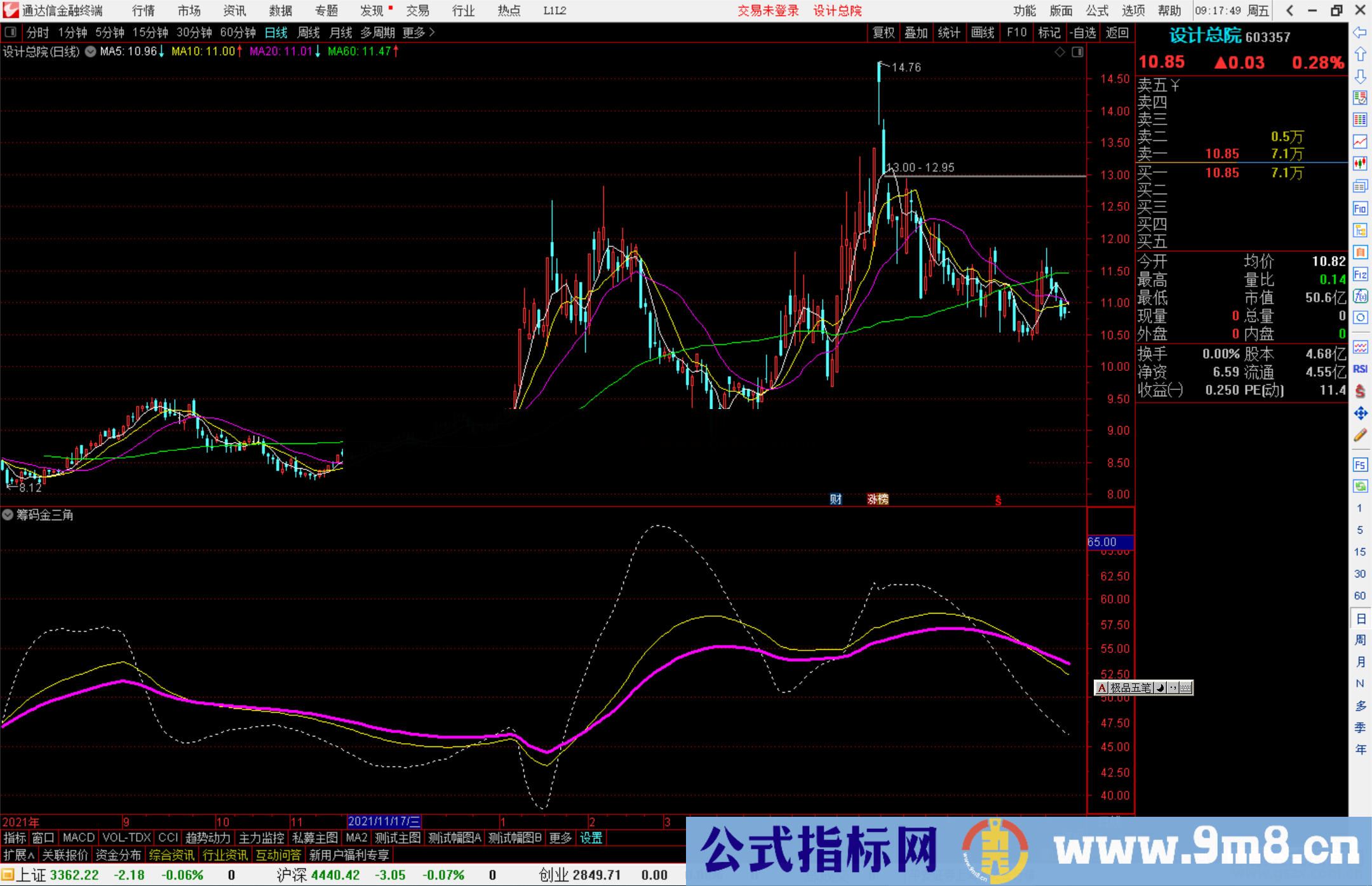 通达信筹码金山角副图指标公式无脑持股 源码