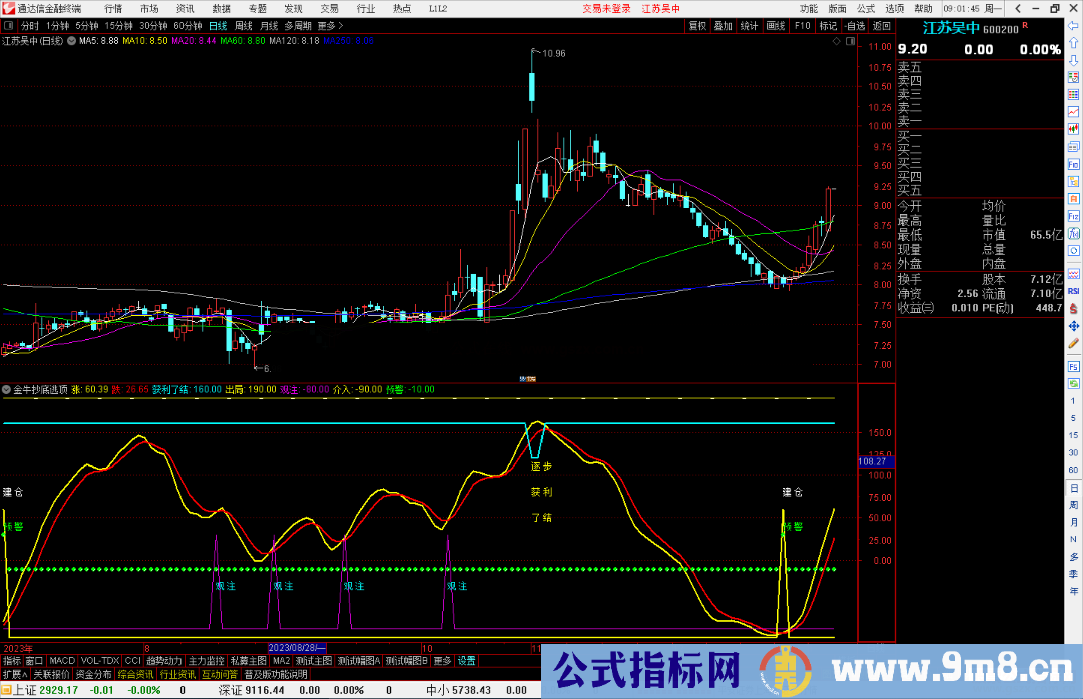 通达信金牛抄底逃顶副图指标公式源码测试图