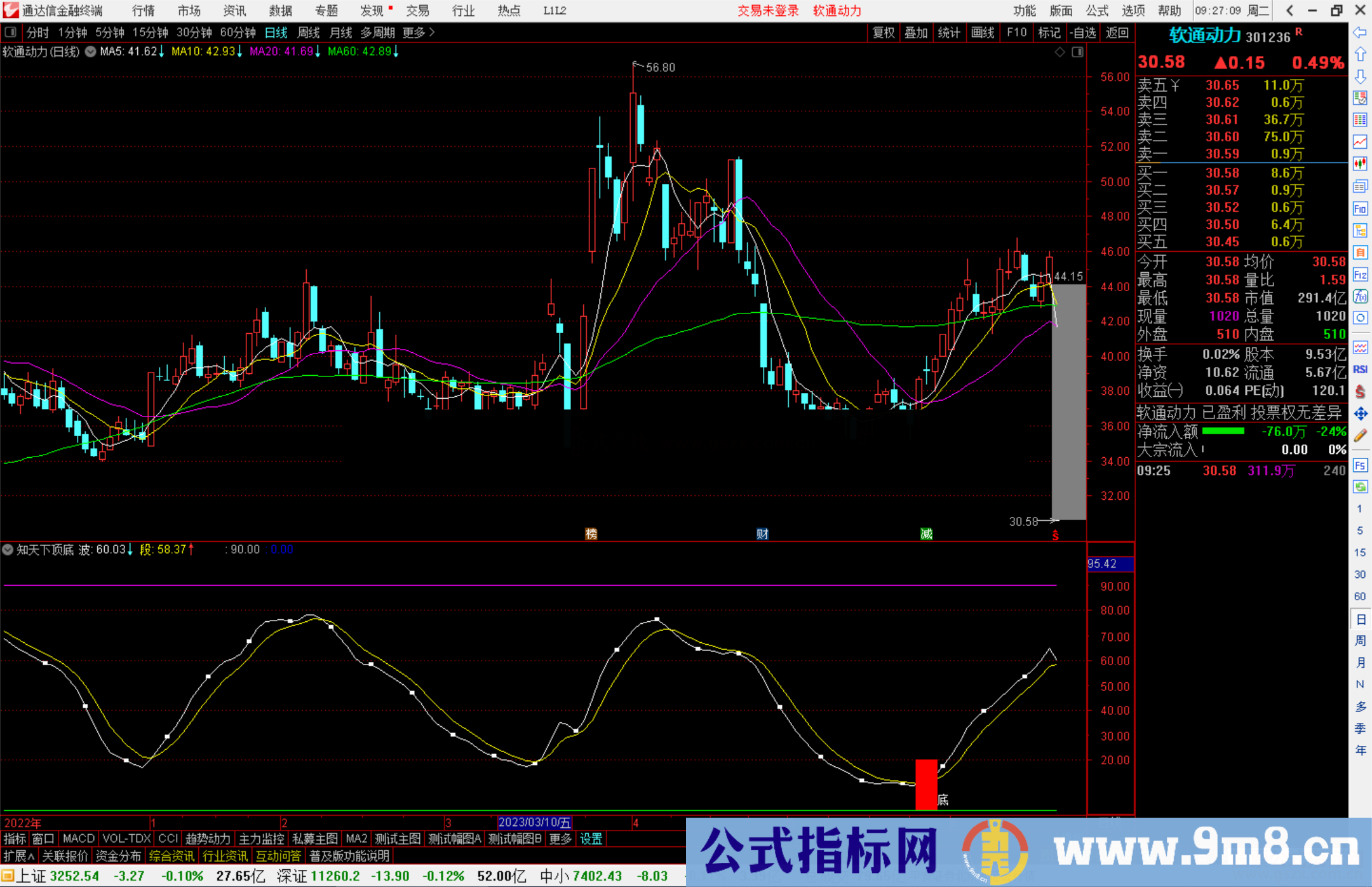 通达信知天下顶底指标副图源码