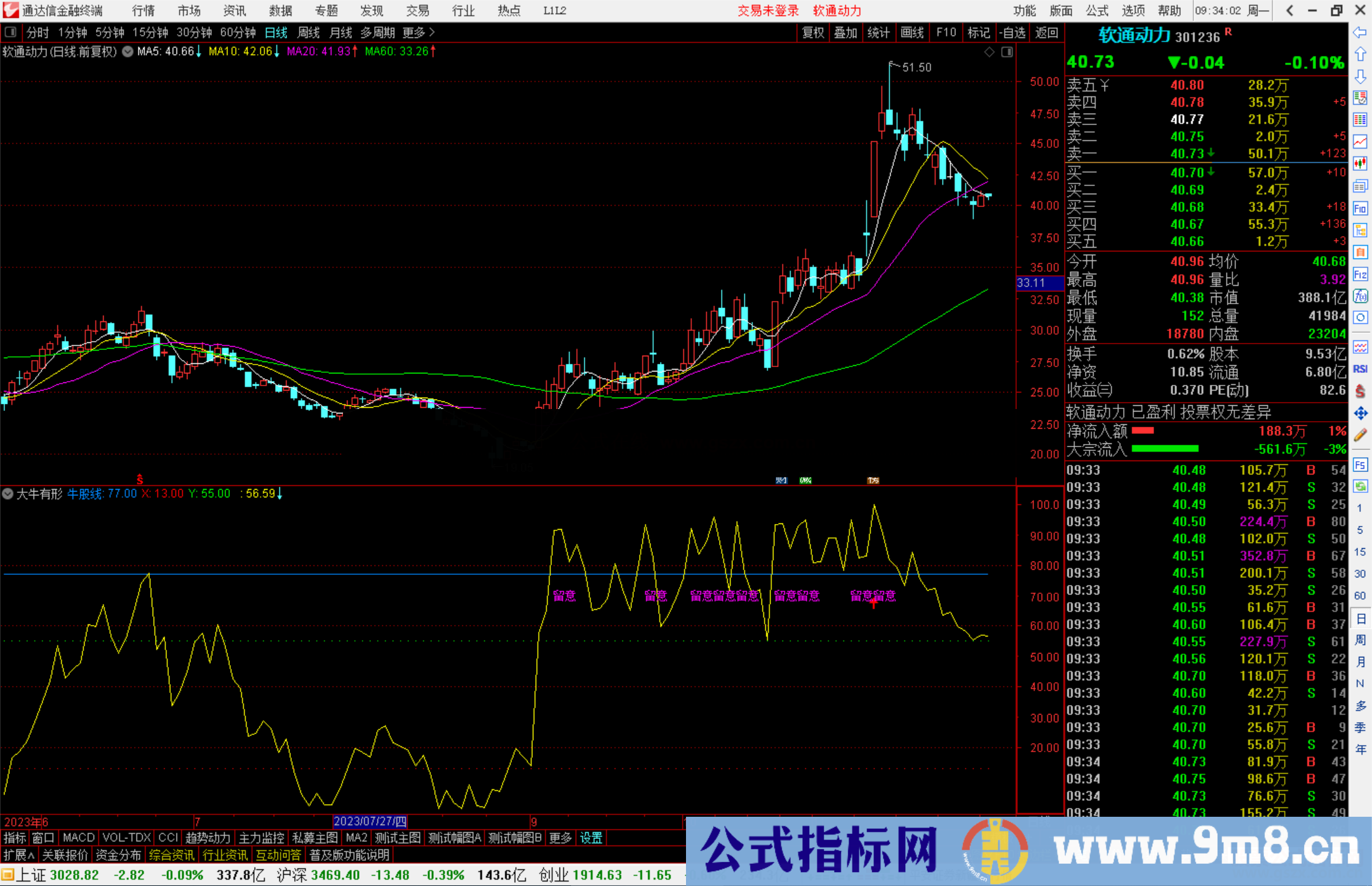 通达信大牛有形指标公式源码副图