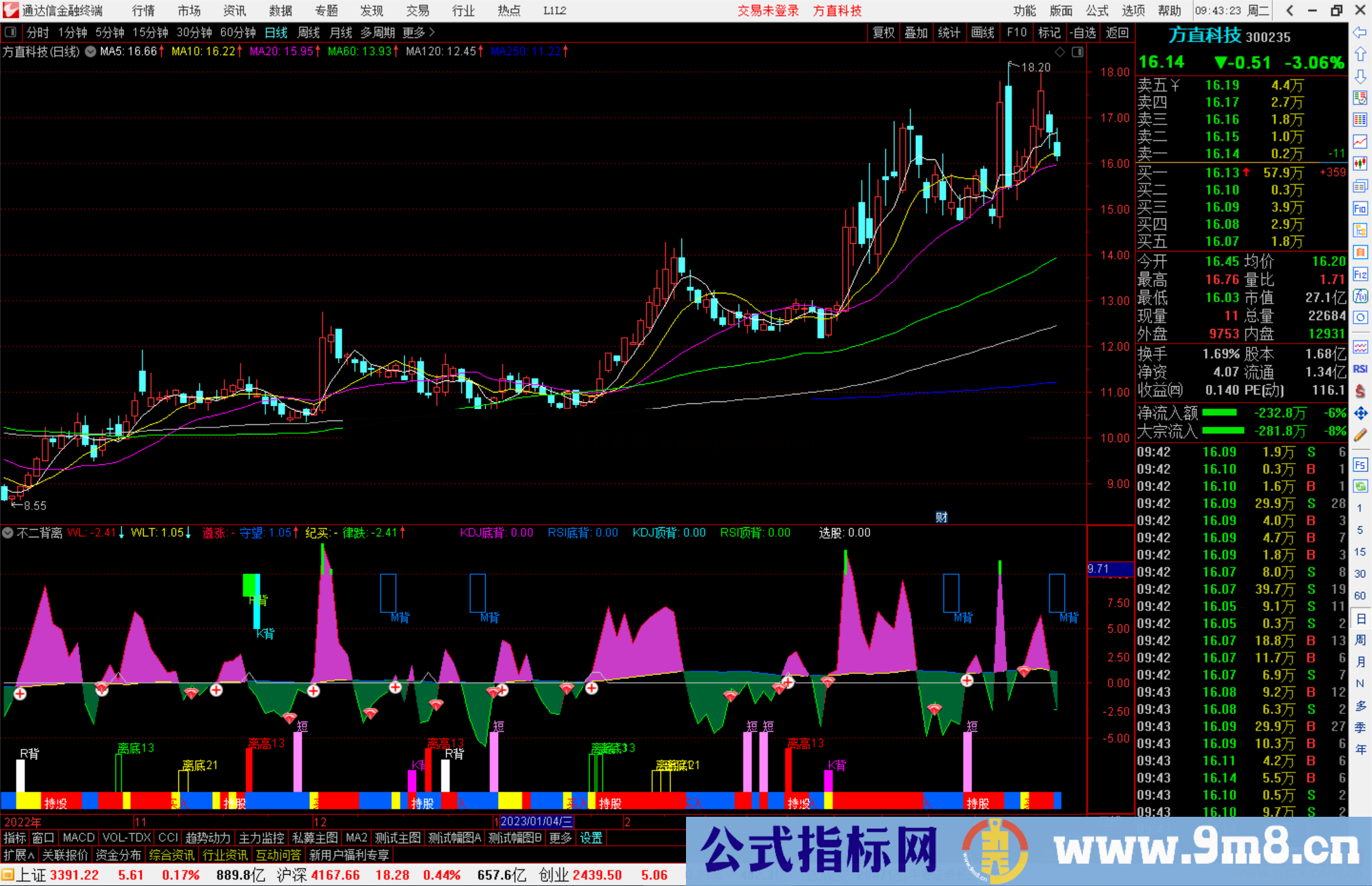 通达信不二背离指标公式源码副图