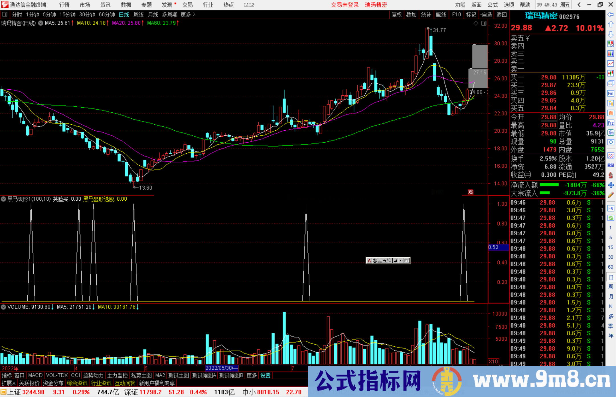 通达信 黑马现形指标公式源码副图