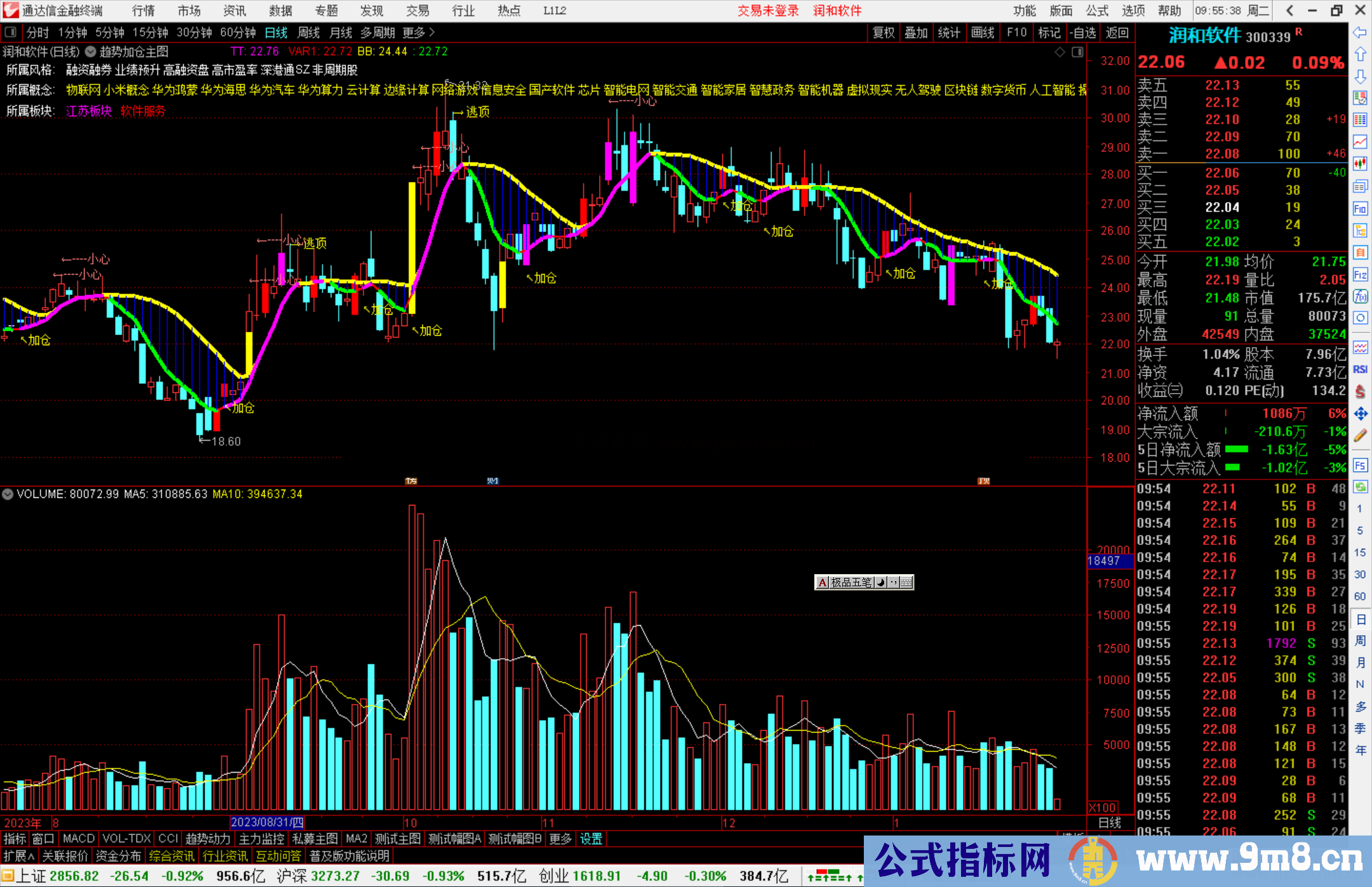 通达信趋势加仓主图指标公式源码