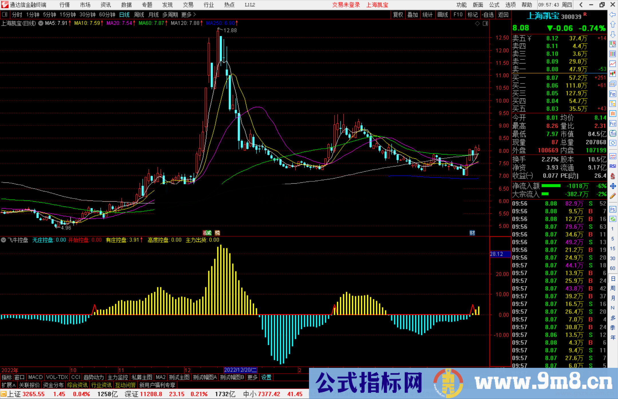 通达信飞牛控盘副图指标公式源码