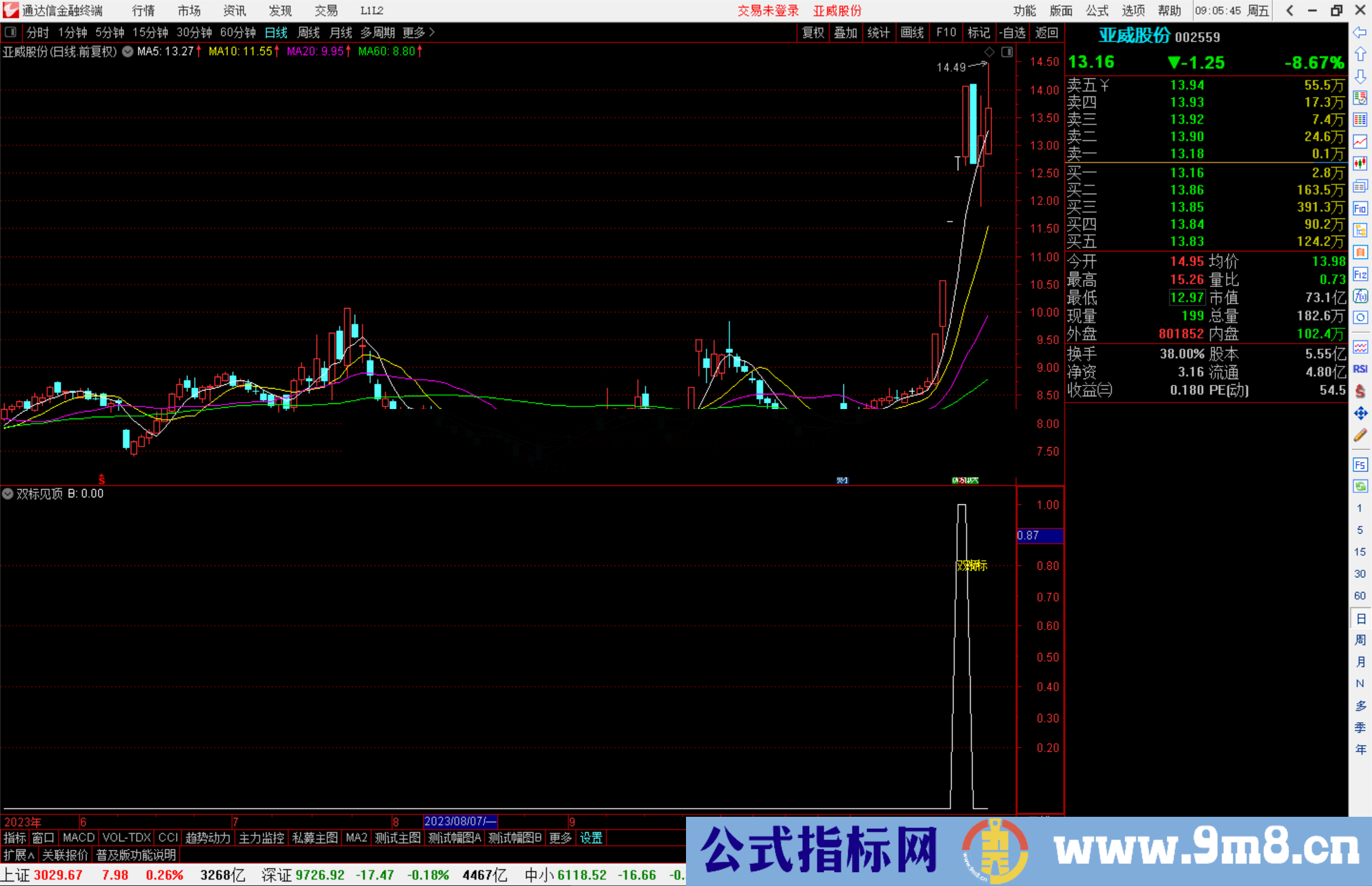 通达信双标见顶指标公式源码副图