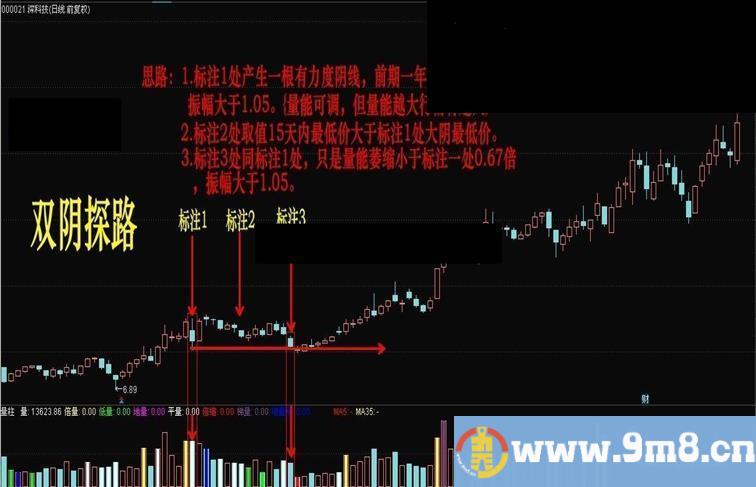 通达信双阴探路鹏腾版主图幅图选股